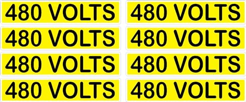 Conduit Line Marker Sticker Decal 8PK Yellow Black Electrical Warning Labels 3.750" x 0.750" (480 Volts)