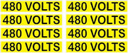 480 Volts Yellow/Black Conduit Line Marker Labels — 8-Piece Sheet, 3.75 x 0.75 in Each