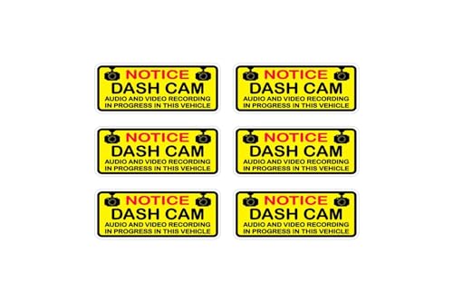 6pk Notice Dash Cam Audio Video Recording Sticker Decal