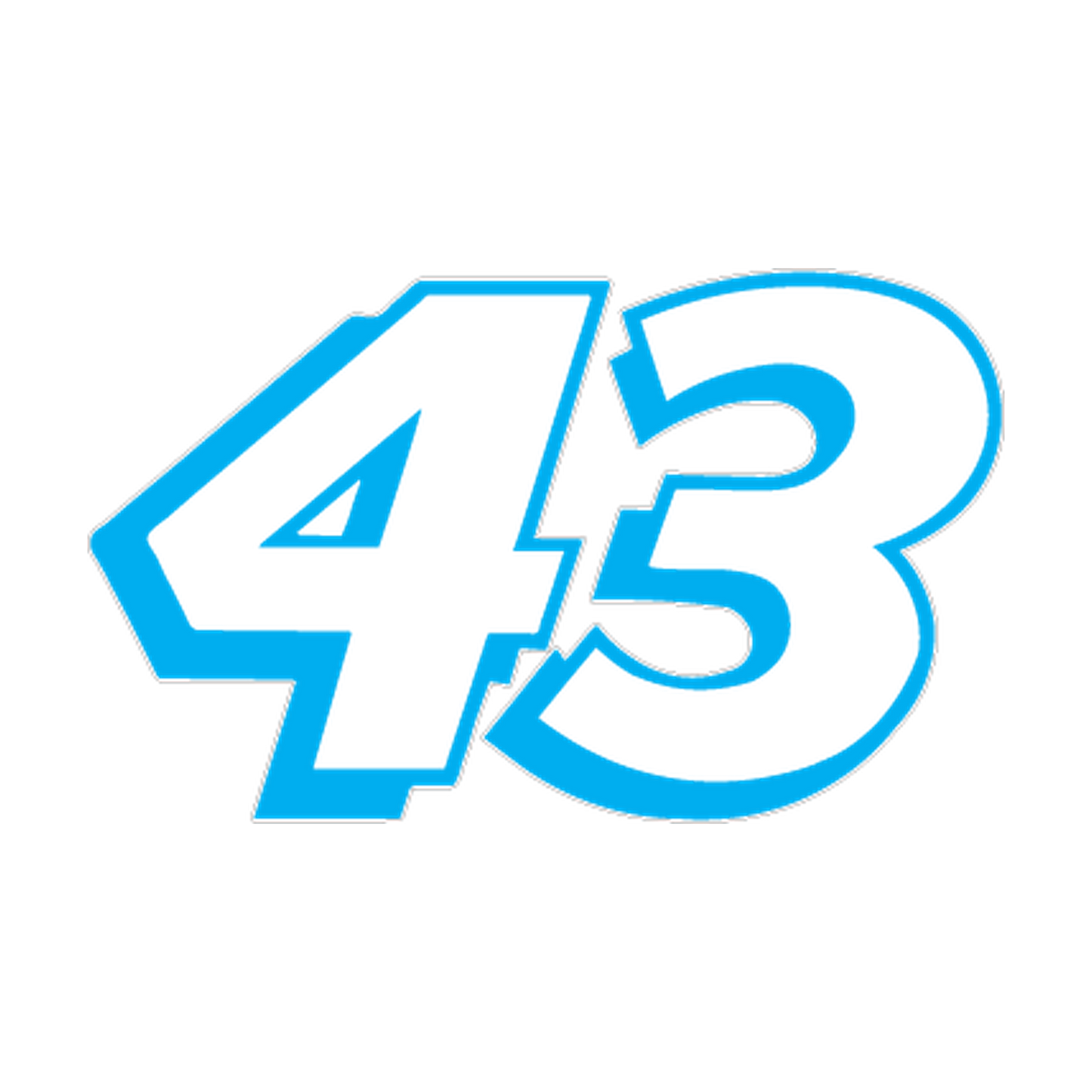 Racing Number 43 — White & Bright Blue Outline decal artwork