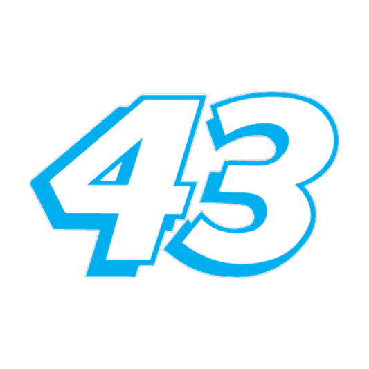 Racing Number 43 — White & Bright Blue Outline decal artwork