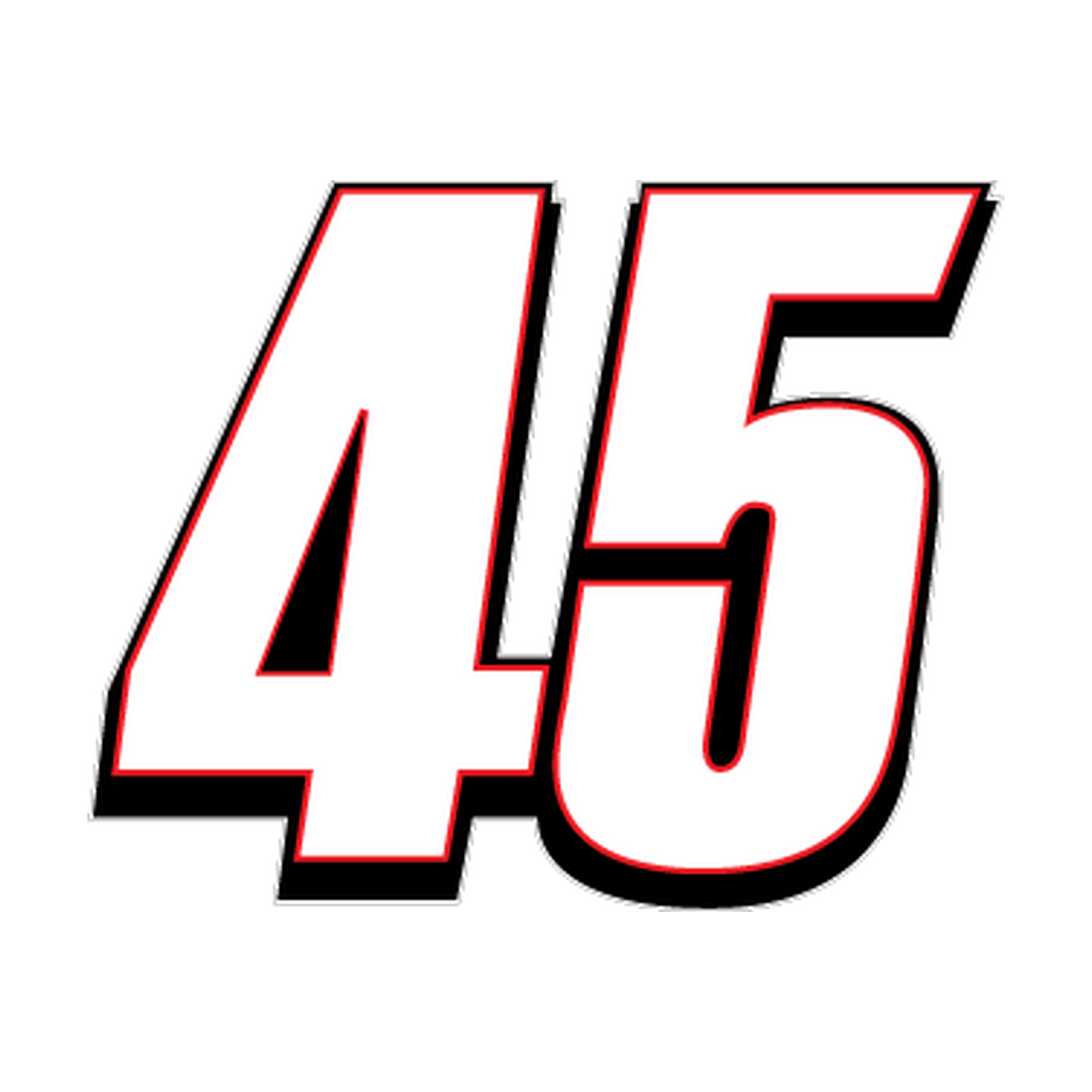 Racing Number 45 — White, Red & Black Printed decal artwork