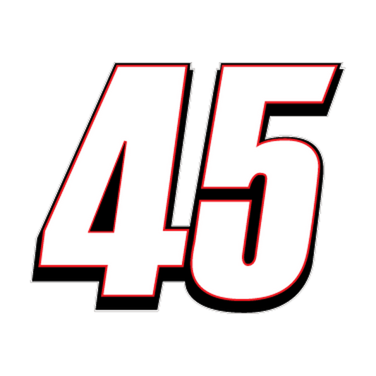 Racing Number 45 — White, Red & Black Printed decal artwork