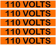 110 Volts Orange/Black Conduit Line Marker Labels — 5-Piece Strip, 8 x 1.18 in Each