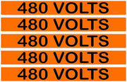 480 Volts Orange/Black Conduit Line Marker Labels — 5-Piece Strip, 8 x 1.18 in Each