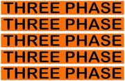 Three Phase Orange/Black Conduit Line Marker Labels — 5-Piece Strip, 8 x 1.18 in Each