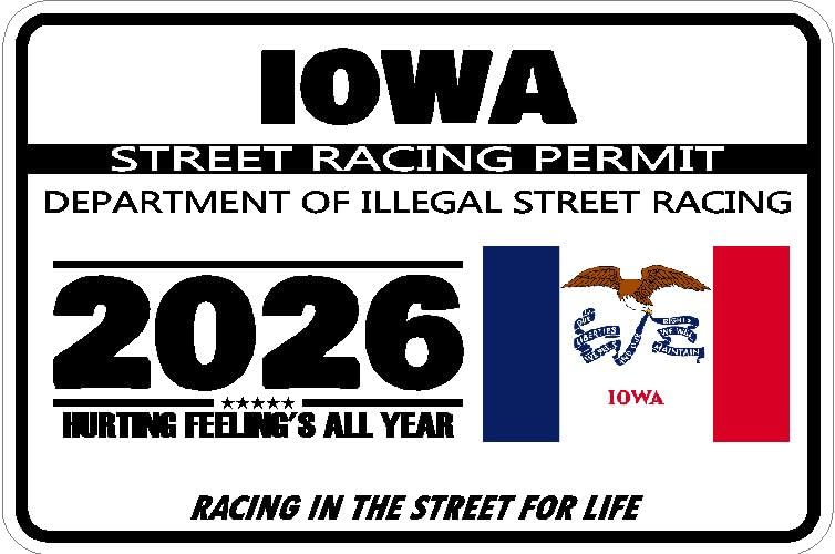 Iowa Street Racing Permit Sticker Decal