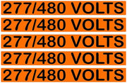 277/480 Volts Orange/Black Conduit Line Marker Labels — 5-Piece Strip, 8 x 1.18 in Each