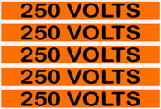 250 Volts Orange/Black Conduit Line Marker Labels — 5-Piece Strip, 8 x 1.18 in Each