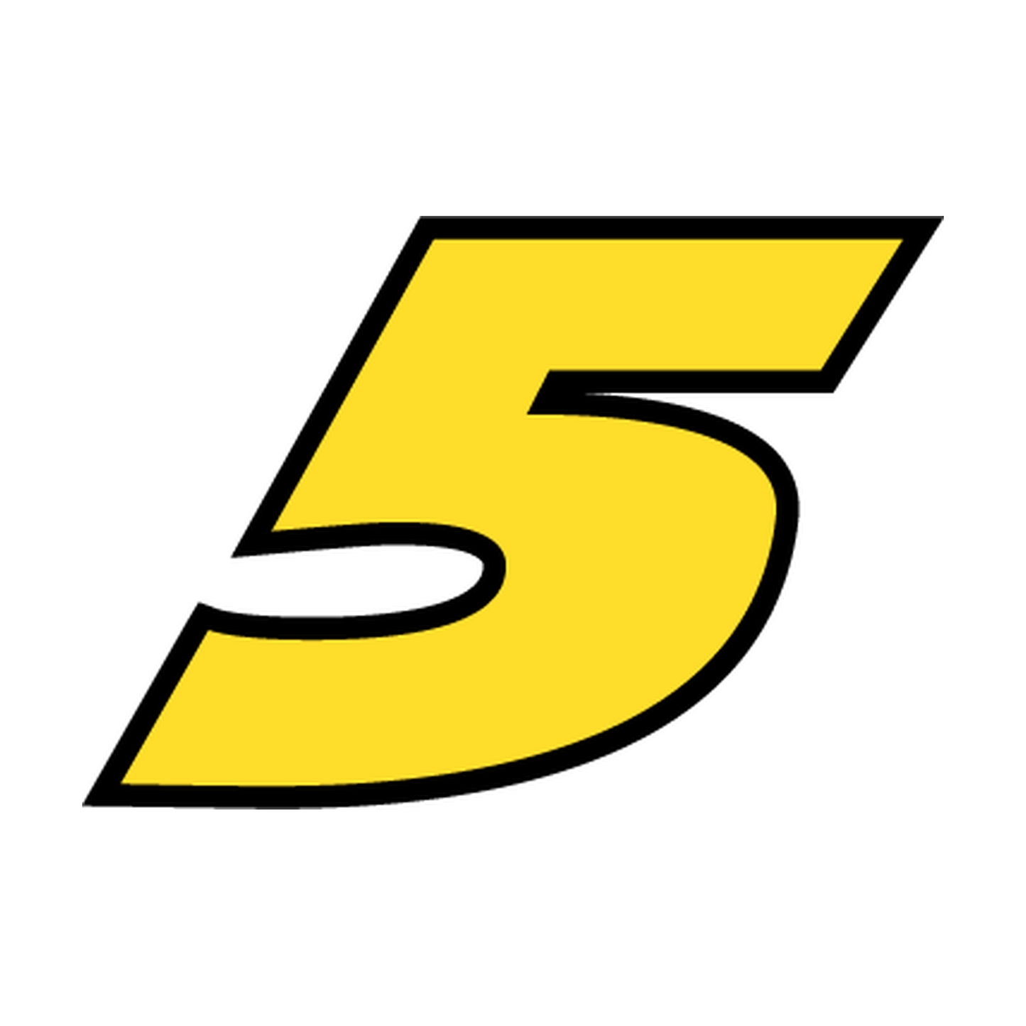 Racing Number 5 — Yellow & Black Printed decal artwork