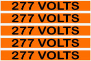 277 Volts Orange/Black Conduit Line Marker Decal - 5-Up Strip, 8 x 1.180 in