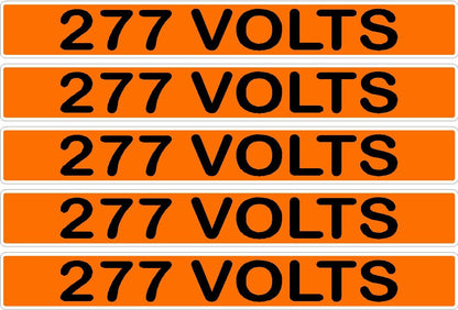 277 Volts Orange/Black Conduit Line Marker Decal - 5-Up Strip, 8 x 1.180 in