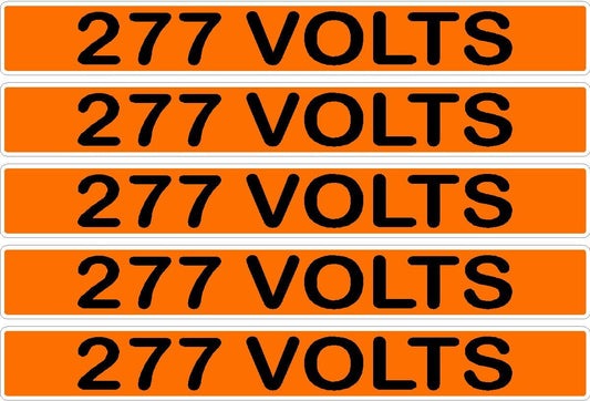 277 Volts Orange/Black Conduit Line Marker Decal - 5-Up Strip, 8 x 1.180 in