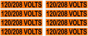 120/208 Volts Orange/Black Conduit Line Marker Labels — 8-Piece Sheet, 3.75 x 0.75 in Each