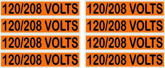 120/208 Volts Orange/Black Conduit Line Marker Decal - 8-Up Sheet, 3.75 x 0.75 in