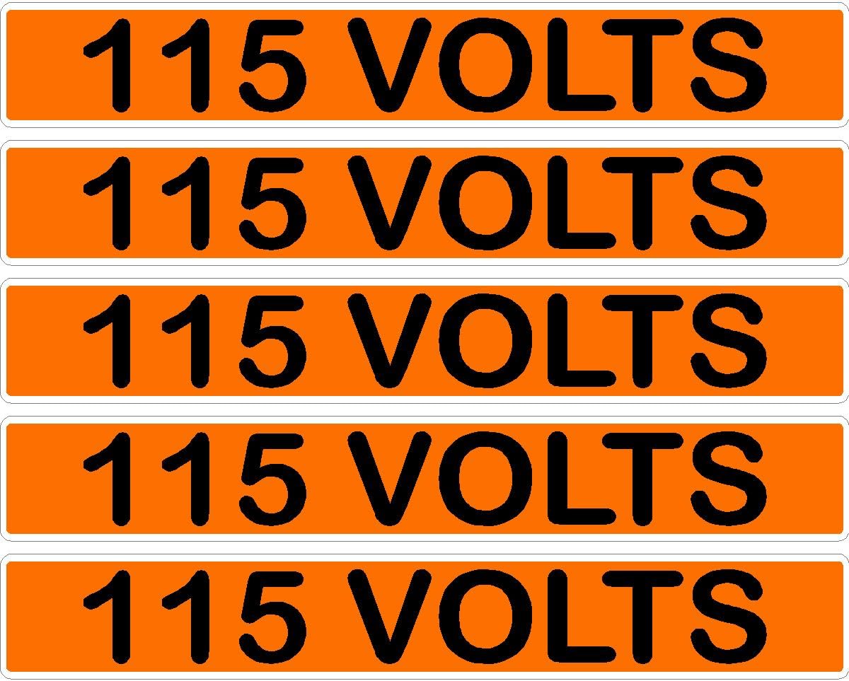 115 Volts Orange/Black Conduit Line Marker Decal - 5-Up Strip, 8 x 1.180 in