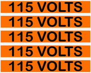 115 Volts Orange/Black Conduit Line Marker Labels — 5-Piece Strip, 8 x 1.18 in Each