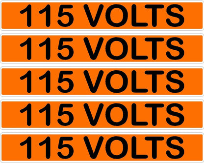 115 Volts Orange/Black Conduit Line Marker Decal - 5-Up Strip, 8 x 1.180 in