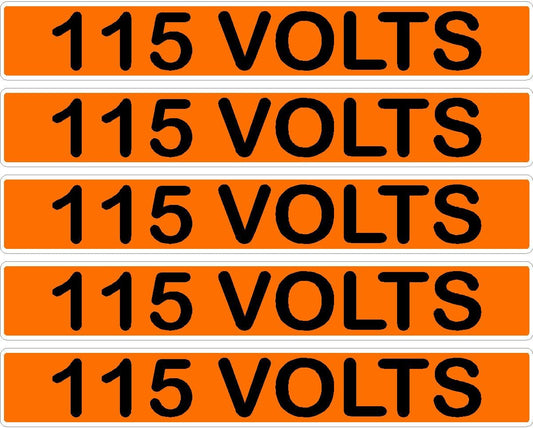115 Volts Orange/Black Conduit Line Marker Decal - 5-Up Strip, 8 x 1.180 in