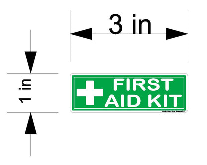 Green/White First Aid Kit Labels, 3 x 1 in — 8-Label Sheet