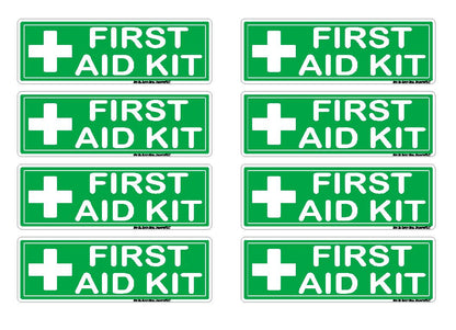 Green/White First Aid Kit Labels, 3 x 1 in — 8-Label Sheet
