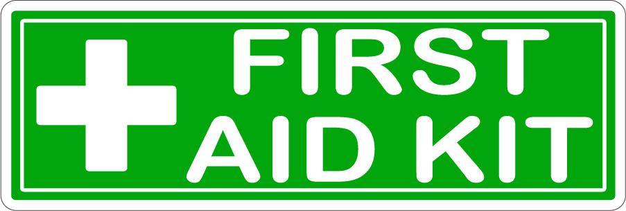 Green/White First Aid Kit Labels, 3 x 1 in — 8-Label Sheet