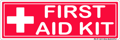 Red/White First Aid Kit Labels, 3 x 1 in — 8-Label Sheet