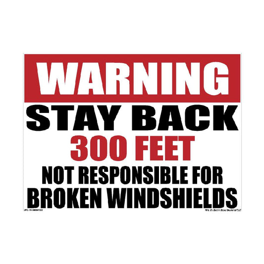 Stay Back 300FT Dump Truck Decal – 2 Pack – Sizes 8 x 11, 11 x 17, 12 × 18, Road Debris Warning Sticker – Not Responsible for Broken Windshields