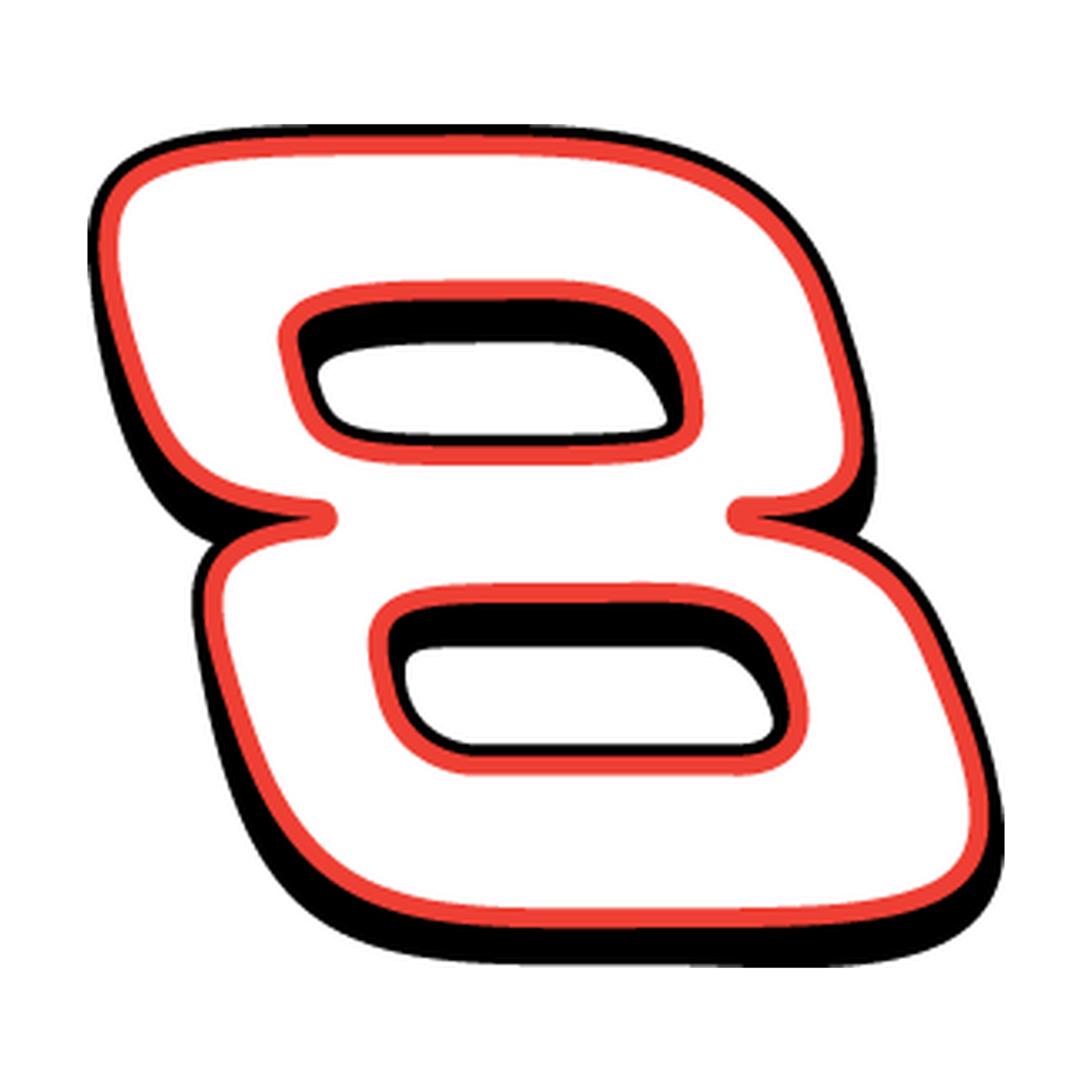 Racing Number 8 — White, Red & Black Printed decal artwork