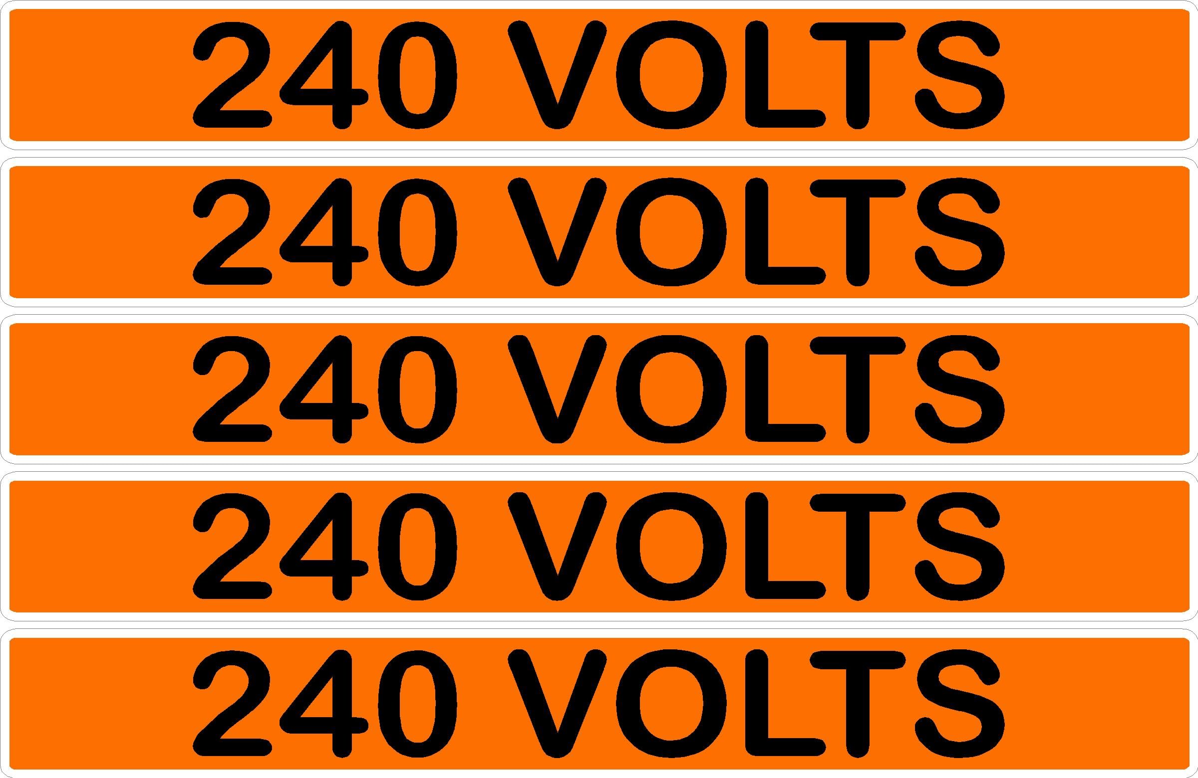 240 Volts Conduit Line Marker Sticker Decals – Orange/Black Electrical Warning Labels for EMT, Conduit & Piping – Durable 3M Vinyl from Stickers-R-Decals By Jason (1) 5 Label Pack