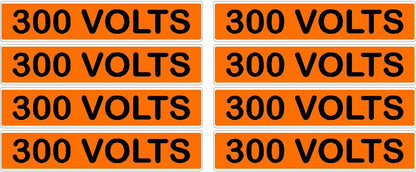 300 Volts Orange/Black Conduit Line Marker Decal - 8-Up Sheet, 3.75 x 0.75 in