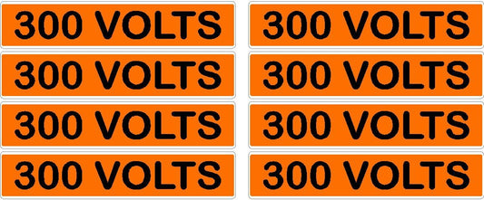 300 Volts Orange/Black Conduit Line Marker Decal - 8-Up Sheet, 3.75 x 0.75 in