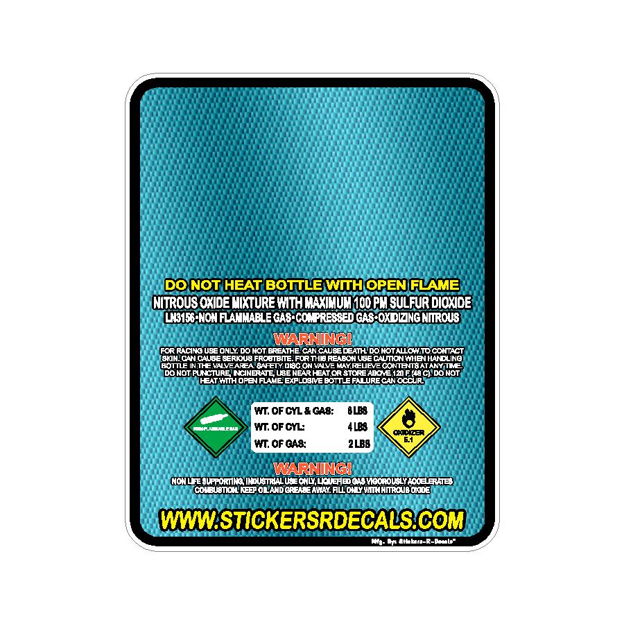 10LB Nitrous Oxide Tank Decal – Bottle Refill Replacement Vinyl Sticker Label | Mother Bottles | Custom Racing Safety Sticker, Waterproof, Pick Your  Header, Color, Lamination Option
