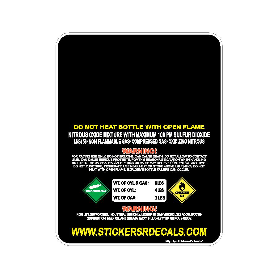 10LB Nitrous Oxide Tank Decal – Bottle Refill Replacement Vinyl Sticker Label | Mother Bottles | Custom Racing Safety Sticker, Waterproof, Pick Your  Header, Color, Lamination Option