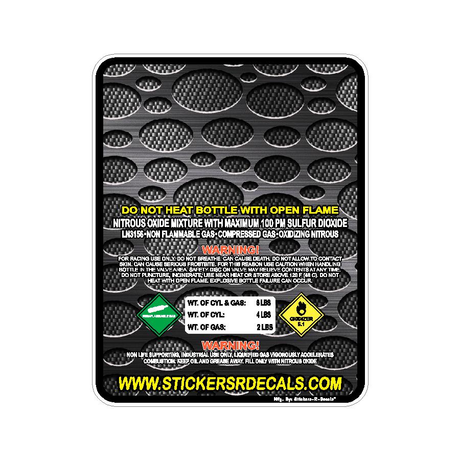 10LB Nitrous Oxide Tank Decal – Bottle Refill Replacement Vinyl Sticker Label | Mother Bottles | Custom Racing Safety Sticker, Waterproof, Pick Your  Header, Color, Lamination Option