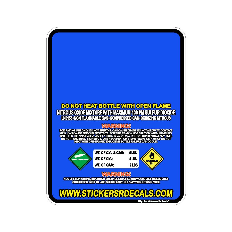 10LB Nitrous Oxide Tank Decal – Bottle Refill Replacement Vinyl Sticker Label | Mother Bottles | Custom Racing Safety Sticker, Waterproof, Pick Your  Header, Color, Lamination Option