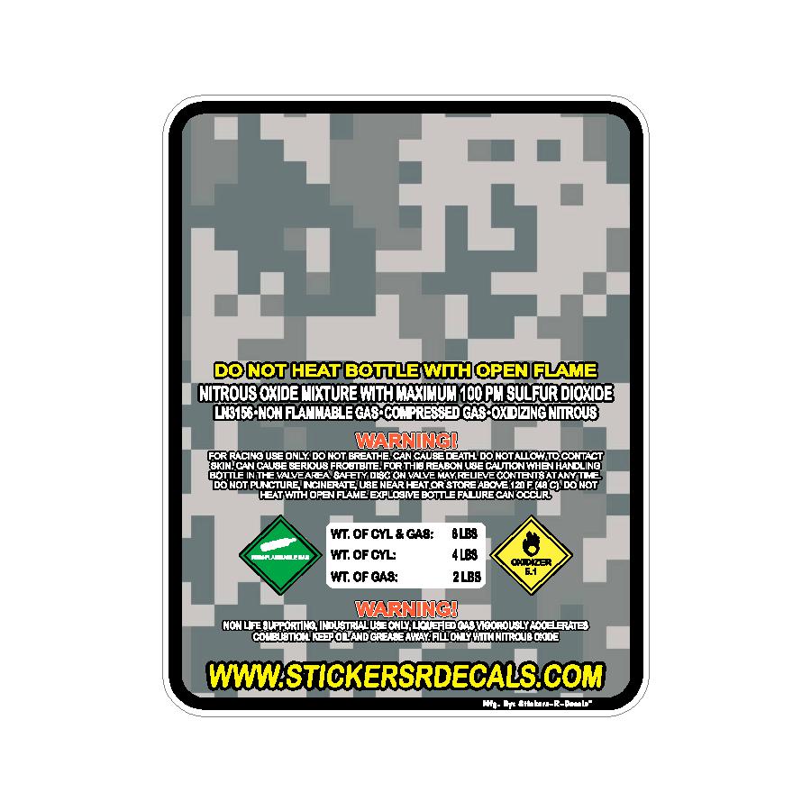10LB Nitrous Oxide Tank Decal – Bottle Refill Replacement Vinyl Sticker Label | Mother Bottles | Custom Racing Safety Sticker, Waterproof, Pick Your  Header, Color, Lamination Option