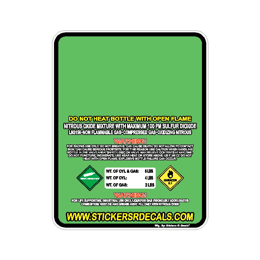 10LB Nitrous Oxide Tank Decal – Bottle Refill Replacement Vinyl Sticker Label | Mother Bottles | Custom Racing Safety Sticker, Waterproof, Pick Your  Header, Color, Lamination Option