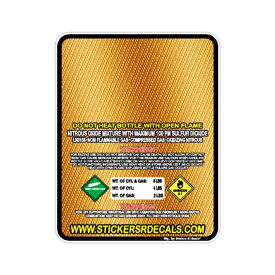 10LB Nitrous Oxide Tank Decal – Bottle Refill Replacement Vinyl Sticker Label | Mother Bottles | Custom Racing Safety Sticker, Waterproof, Pick Your  Header, Color, Lamination Option