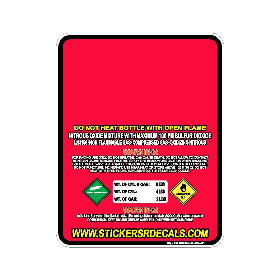 10LB Nitrous Oxide Tank Decal – Bottle Refill Replacement Vinyl Sticker Label | Mother Bottles | Custom Racing Safety Sticker, Waterproof, Pick Your  Header, Color, Lamination Option