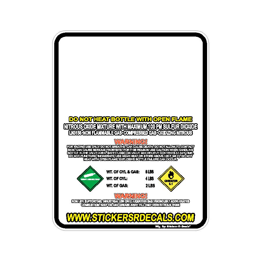 Nitrous Oxide Bottle Refill Label Decal, Racing Nitrous Tank Sticker for 2lb 5lb 10lb 15lb 20lb Cylinders