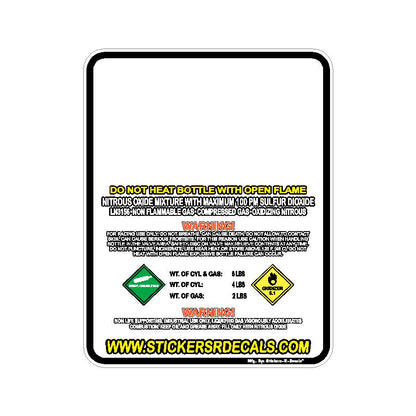 Nitrous Oxide Bottle Refill Label Decal, Racing Nitrous Tank Sticker for 2lb 5lb 10lb 15lb 20lb Cylinders