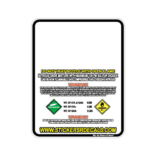 Nitrous Oxide Bottle Refill Label Decal, Racing Nitrous Tank Sticker for 2lb 5lb 10lb 15lb 20lb Cylinders