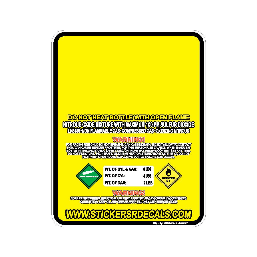 10LB Nitrous Oxide Tank Decal – Bottle Refill Replacement Vinyl Sticker Label | Mother Bottles | Custom Racing Safety Sticker, Waterproof, Pick Your  Header, Color, Lamination Option