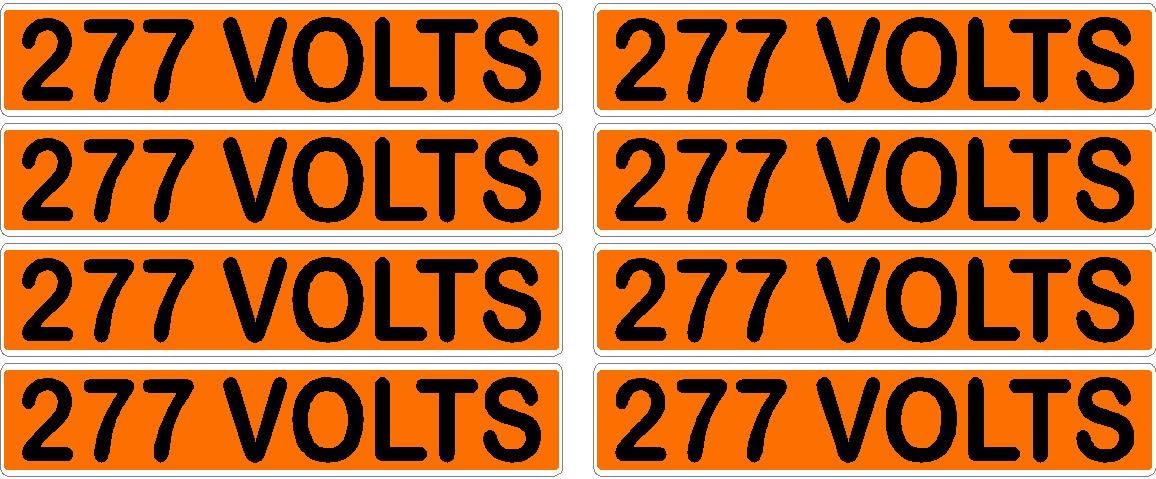277 Volts Orange/Black Conduit Line Marker Decal - 8-Up Sheet, 3.75 x 0.75 in