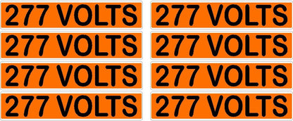 277 Volts Orange/Black Conduit Line Marker Decal - 8-Up Sheet, 3.75 x 0.75 in