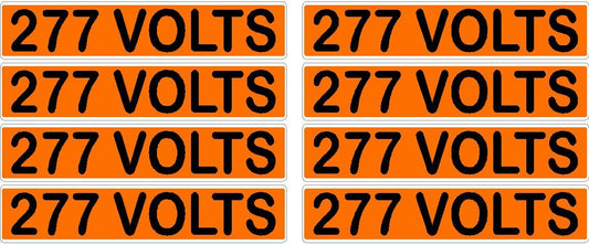 277 Volts Orange/Black Conduit Line Marker Decal - 8-Up Sheet, 3.75 x 0.75 in