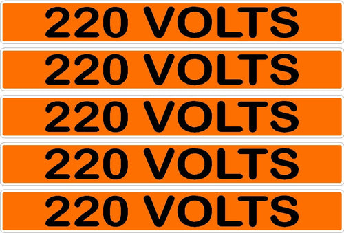 220 Volts Conduit Line Marker Sticker Decals – Orange/Black Electrical Warning Labels for EMT, Conduit & Piping – Durable 3M Vinyl from Stickers-R-Decals by Jason 5 Label Packs