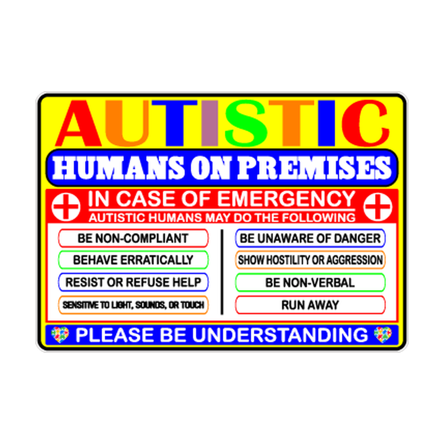Autistic Humans on Premises Emergency Awareness Sign Decal product image
