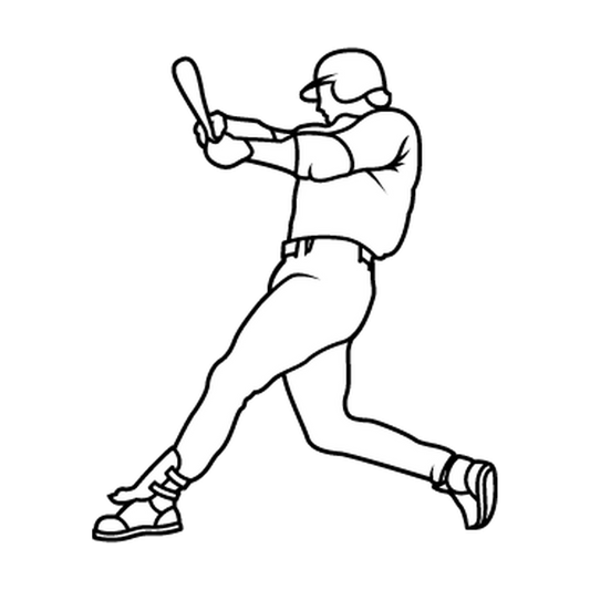 Helmeted baseball batter swinging a bat in a detailed single-color vinyl design